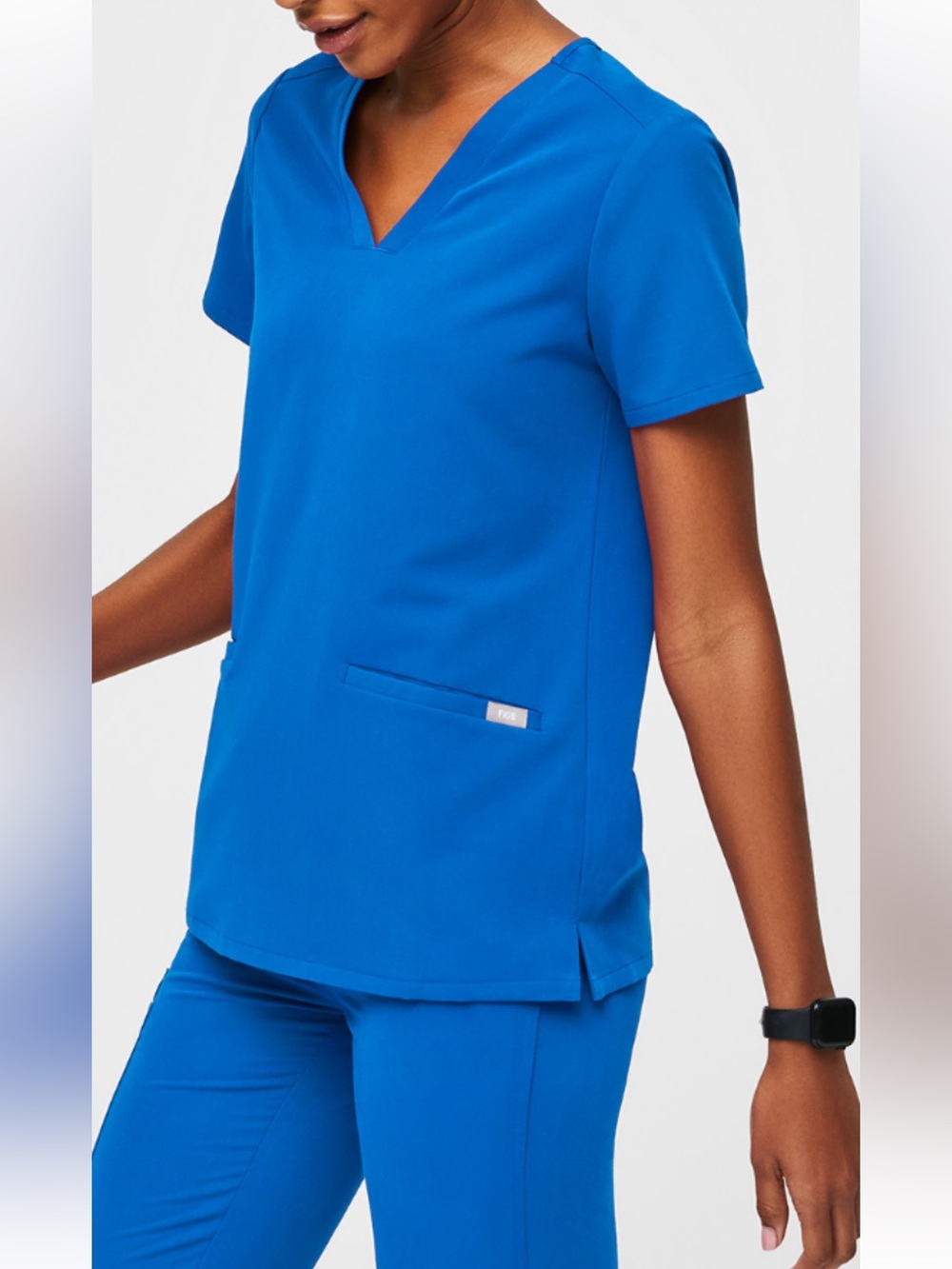Figs Women's V-Neck Scrub Top in Cobalt size xxs